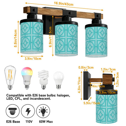 Breeze Block Mid Century Modern Blue Retro Mod Vanity Light Fixture - Mid Century Modern Gal