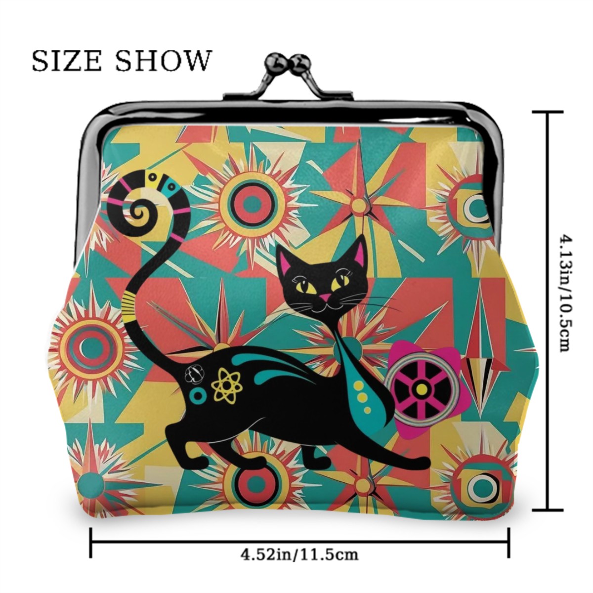 Atomic Cat Mid Mod Funky Fun Coin Purse - Mid Century Modern Gal