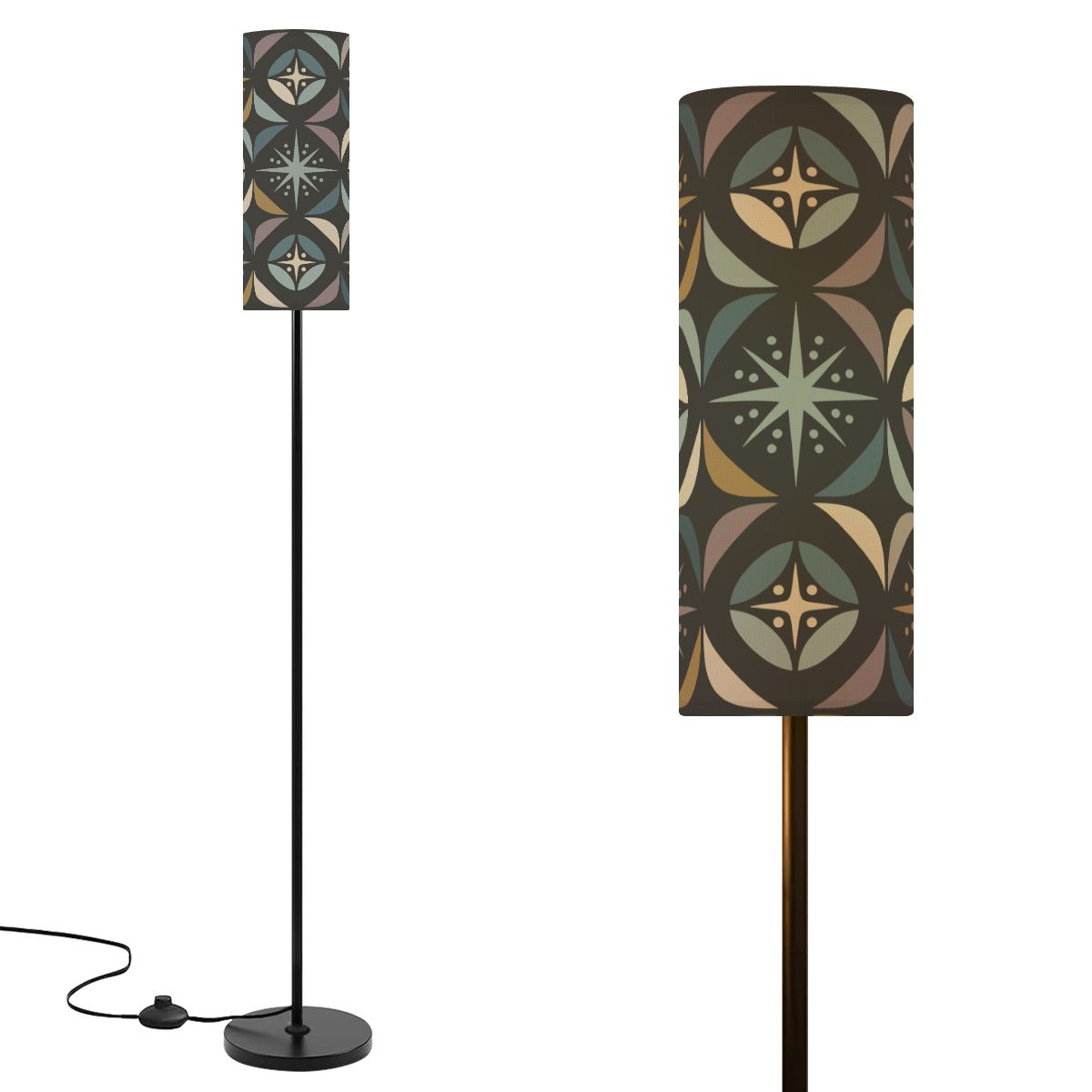 Mid Century Modern Elegant Gray Geometric Starburst Slim Floor Lamp - Mid Century Modern Gal