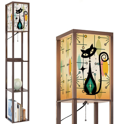 Atomic Cat Lampshade for Floor Lamp with Shelves - Mid Century Modern Gal