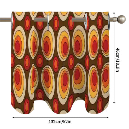 Retro Mod 70s Groovy Space Orbs Orange, Brown Curtain Valances - Mid Century Modern Gal