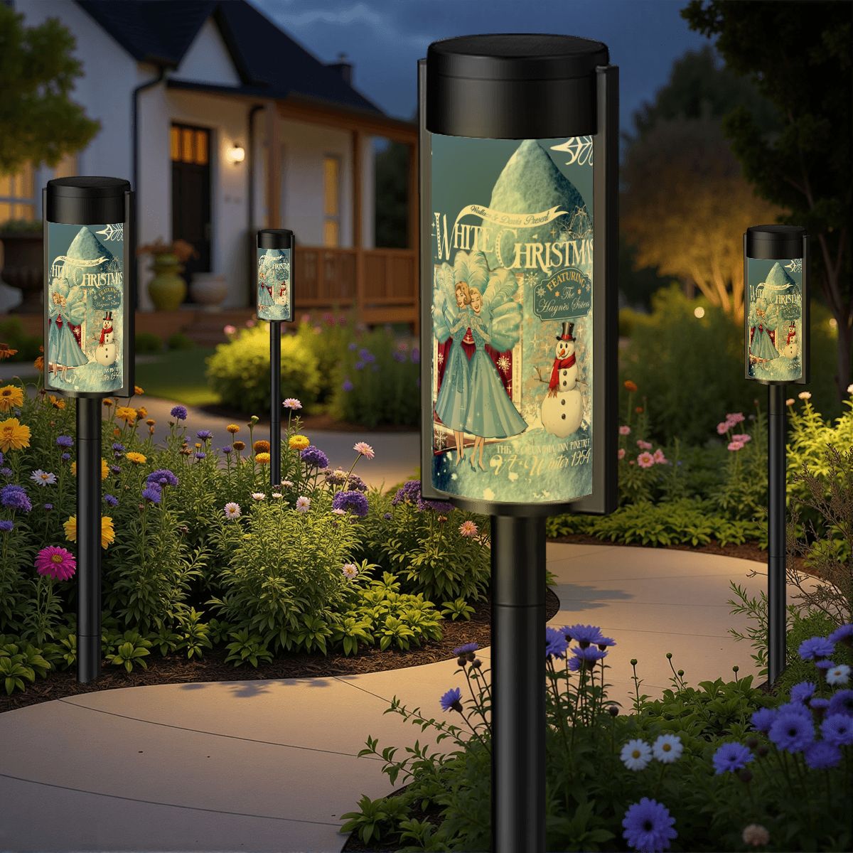Wallace and Davis 50s Holiday Kitsch Sister Sister Christmas Lawn Pathway Outdoor Solar Lights - Mid Century Modern Gal