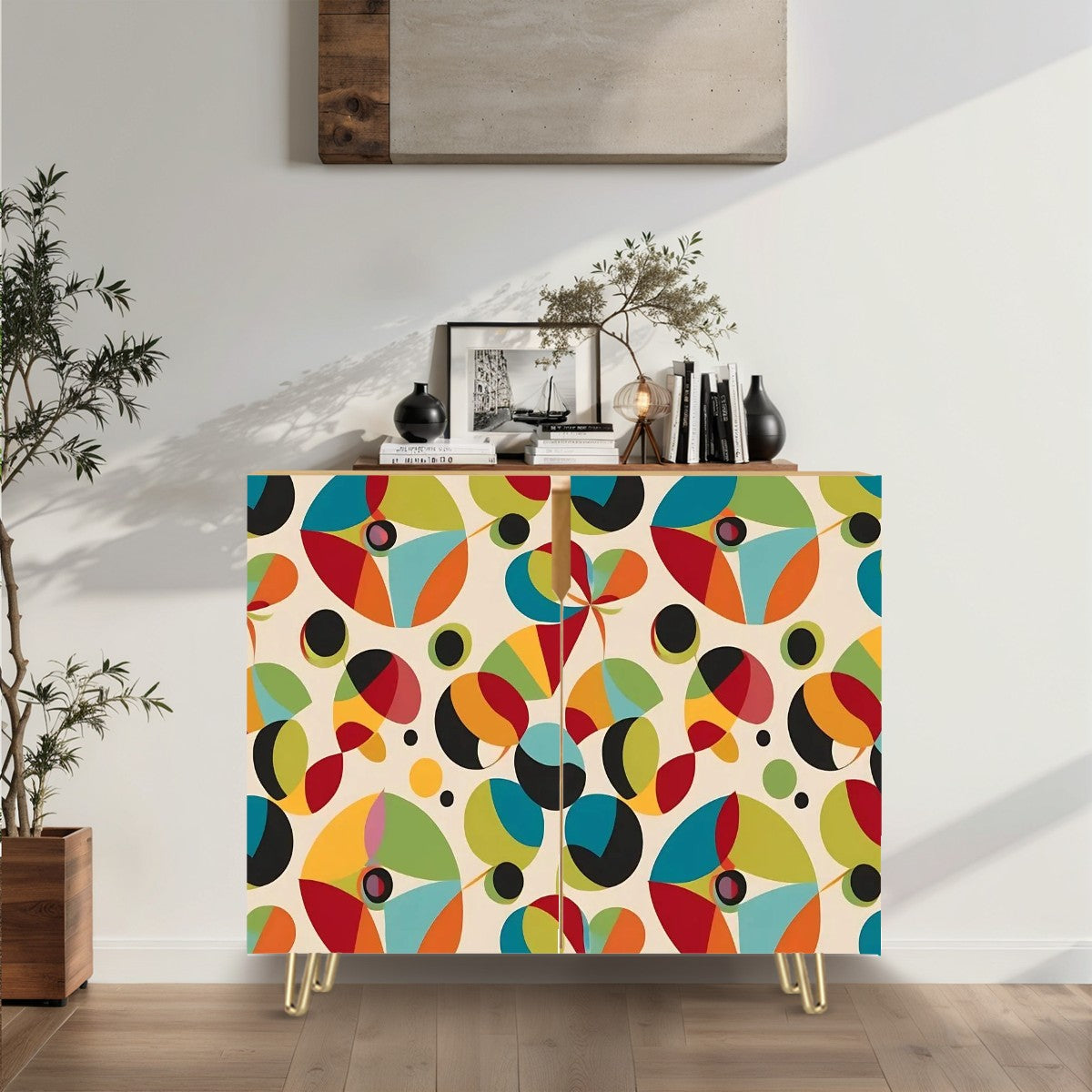 Mid Mod Retro Groovy Orbs, Abstract, Mid Century Modern Sideboard, Credenza, Bar, TV Cabinet - Mid Century Modern Gal