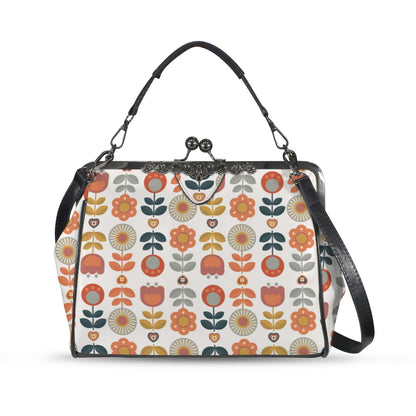 Mid Century Modern Scandinavian Designed Danish Floral Kisslock Crossbody Purse - Mid Century Modern Gal