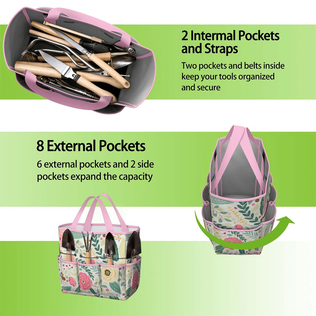 Floral Pink Mid Century Modern Garden Tool Bag