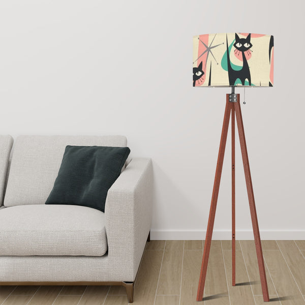 Atomic Cat Mid Century Modern Tripod Floor Lamp Kitschy Fun Style