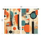 Mid Century Geometric Abstract Orange, Teal, Black Cream Bauhaus Designed Window Curtains (two panels) - Mid Century Modern Gal