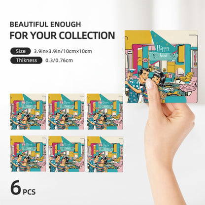 Mid Century Modern Barware Kitschy Mod Retro Square Ceramic Coasters Set of 6 - Mid Century Modern Gal
