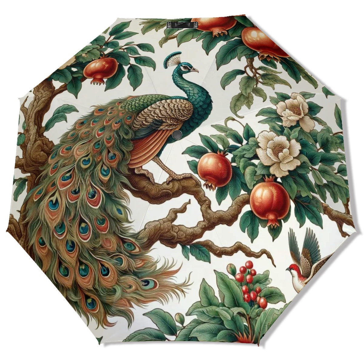 Peacock Chinoiserie Floral Parasol UV Protection Umbrella - Mid Century Modern Gal