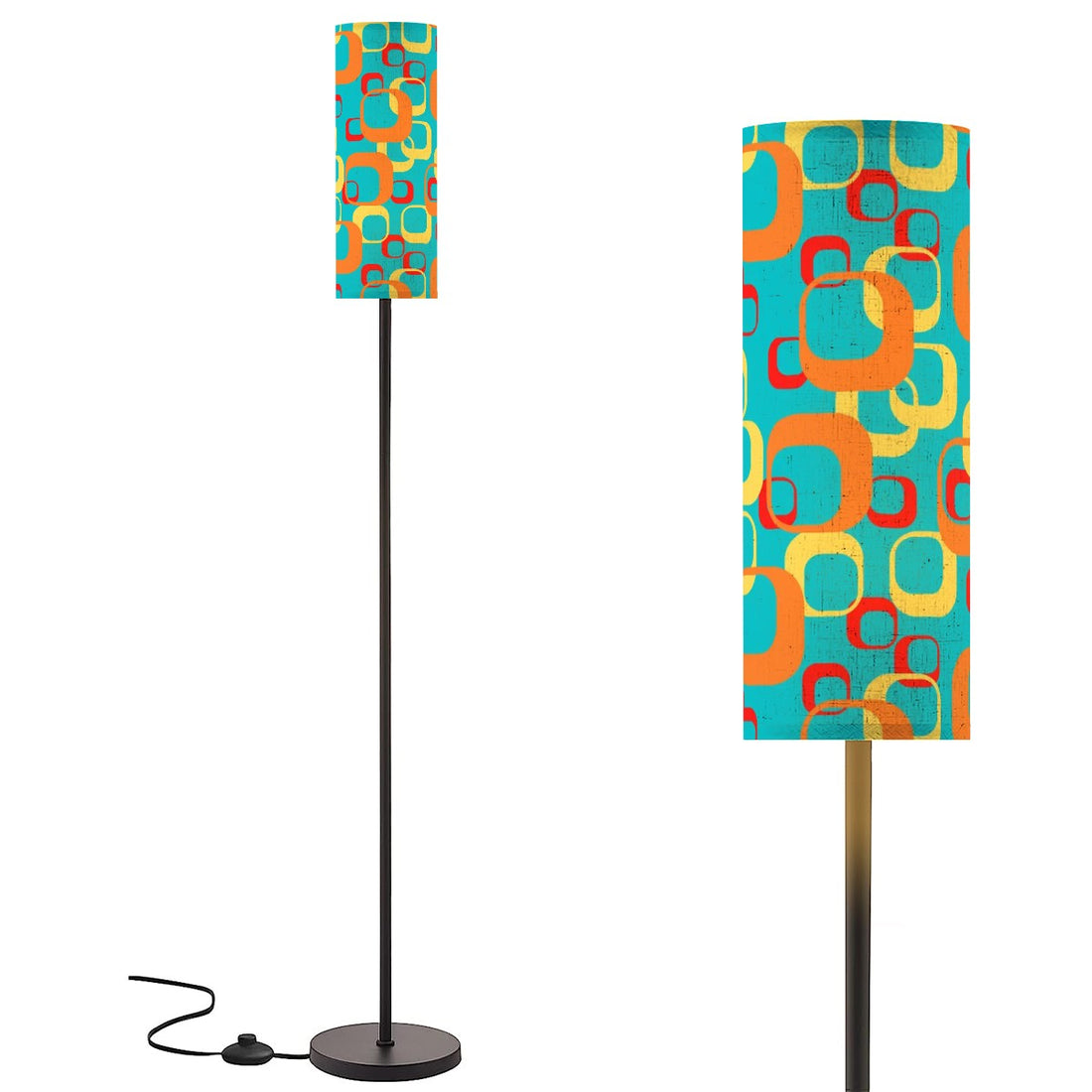 Mid Century Modern Geometric Teal Orange Yellow MCM Floor Lamp - Mid Century Modern Gal