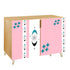 Atomic Starbursts, Pink Aqua Mid Century Modern Credenza Sideboard Storage Cabinet - Mid Century Modern Gal