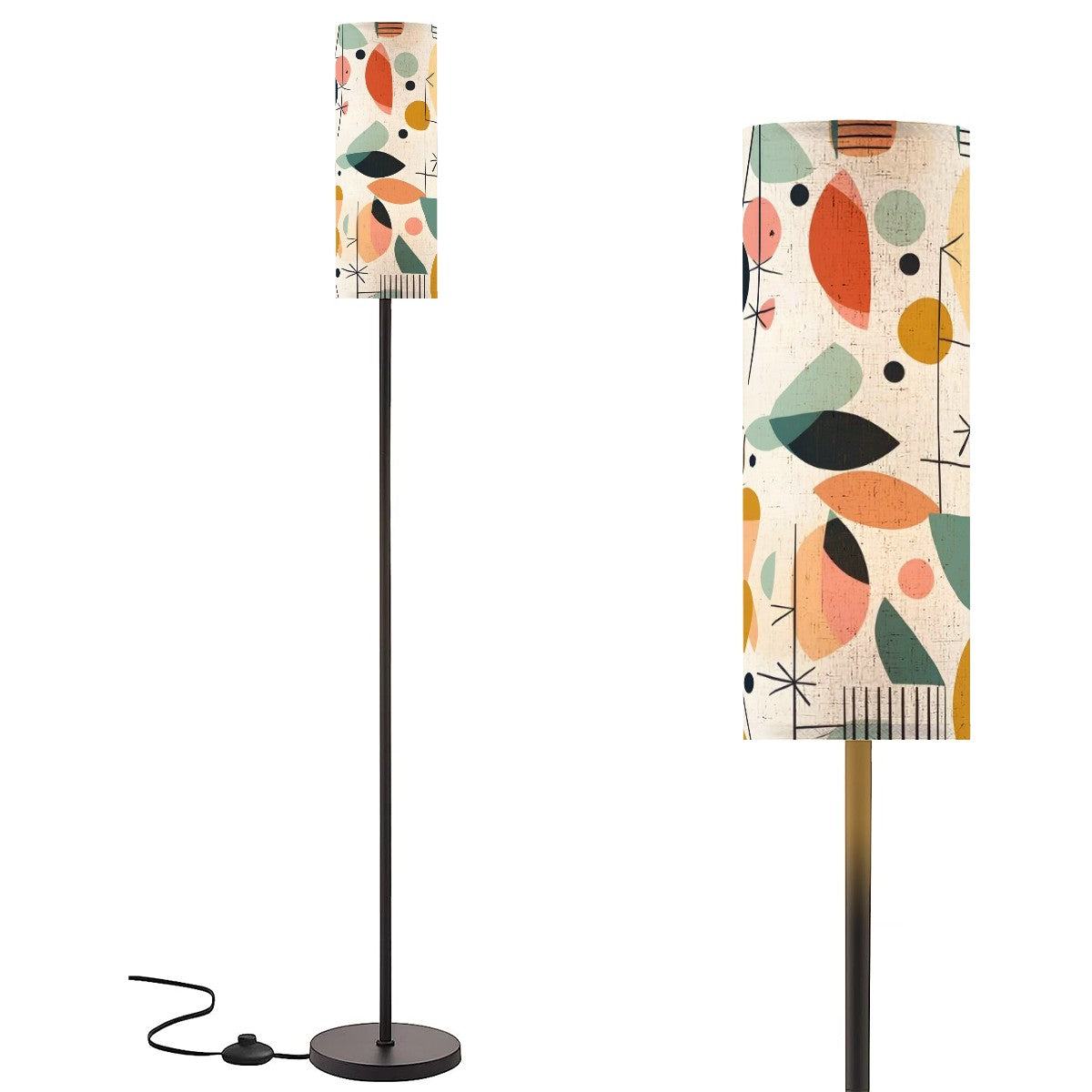 Mid Century Modern Slim Floor Lamp With Modern Abstract Geometric Fun Design - Mid Century Modern Gal