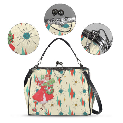 Franciscan Starburst Mid Century Modern Kitschy Christmas Gal Kisslock Vintage Purse - Mid Century Modern Gal