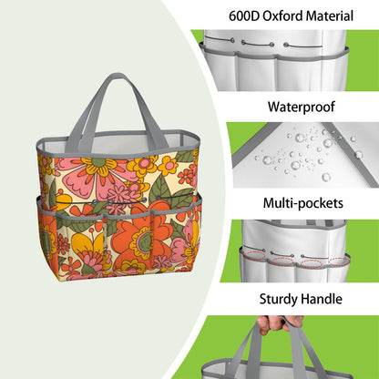 70s Retro Revival Flower Power Groovy Floral Mid Mod Garden Tool Bag - Mid Century Modern Gal