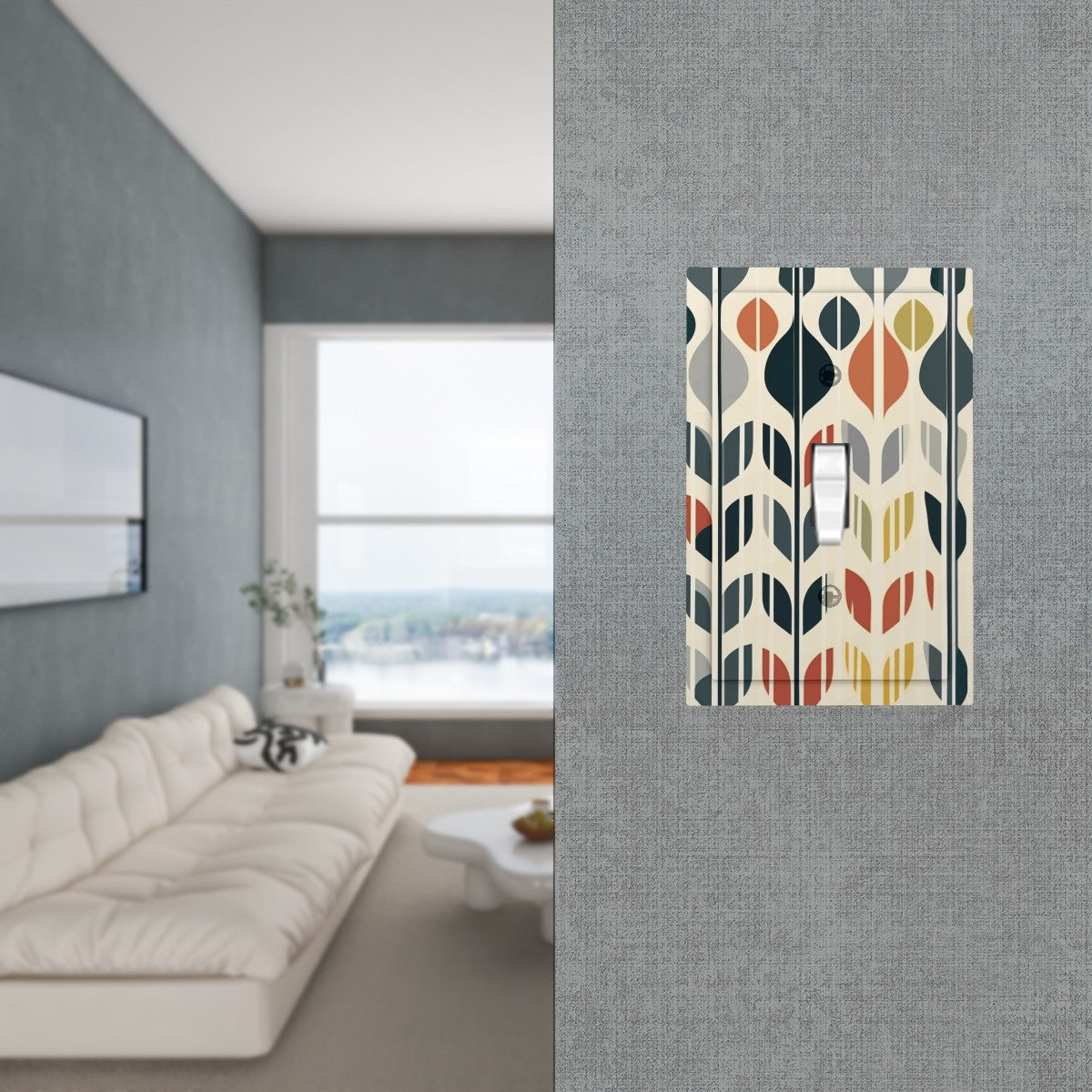 Mid Century Modern Scandinavian Flower Modern Danish  Switch Cover 1-Gang 1 Toggle - Mid Century Modern Gal