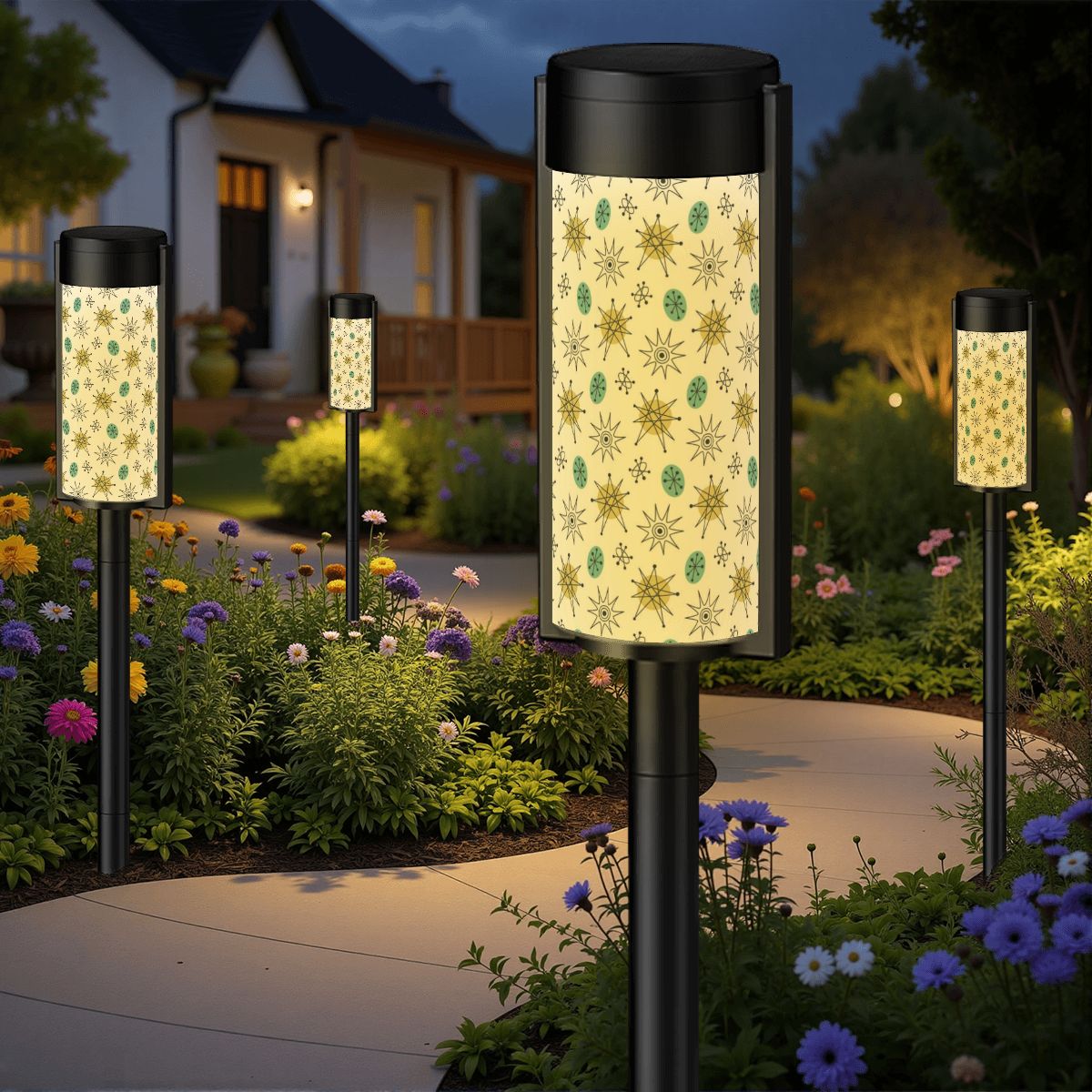 Mid Mod Retro Franciscan 50s Atomic Starburst Mod Outdoor Solar Lights - Mid Century Modern Gal