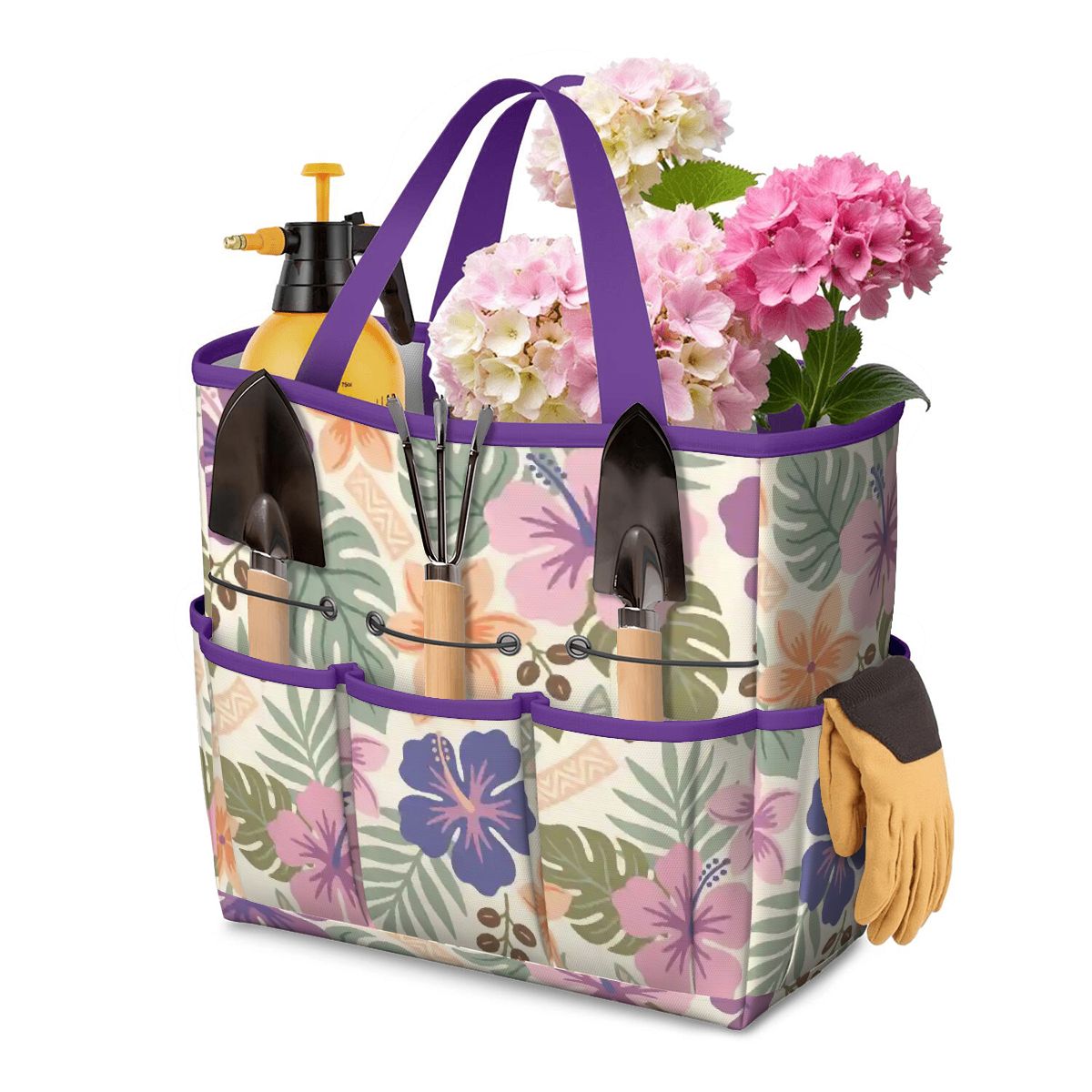 Retro Tropical Tiki Summer, Hawaiian Hibiscus Purple Garden Tool Bag
