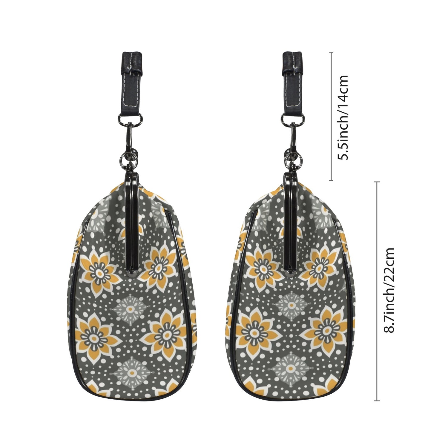 Floral Bohemian Retro Gray Yellow Modern Kisslock Crossbody Purse - Mid Century Modern Gal