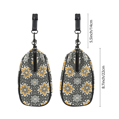 Floral Bohemian Retro Gray Yellow Modern Kisslock Crossbody Purse - Mid Century Modern Gal