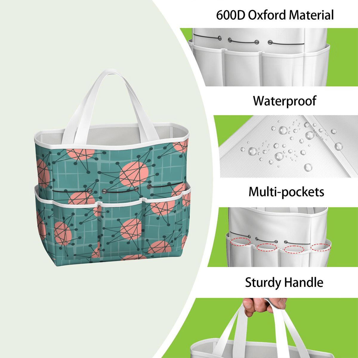 Mid Century Modern Atomic Starburst Teal Pink Garden Tool Bag - Mid Century Modern Gal