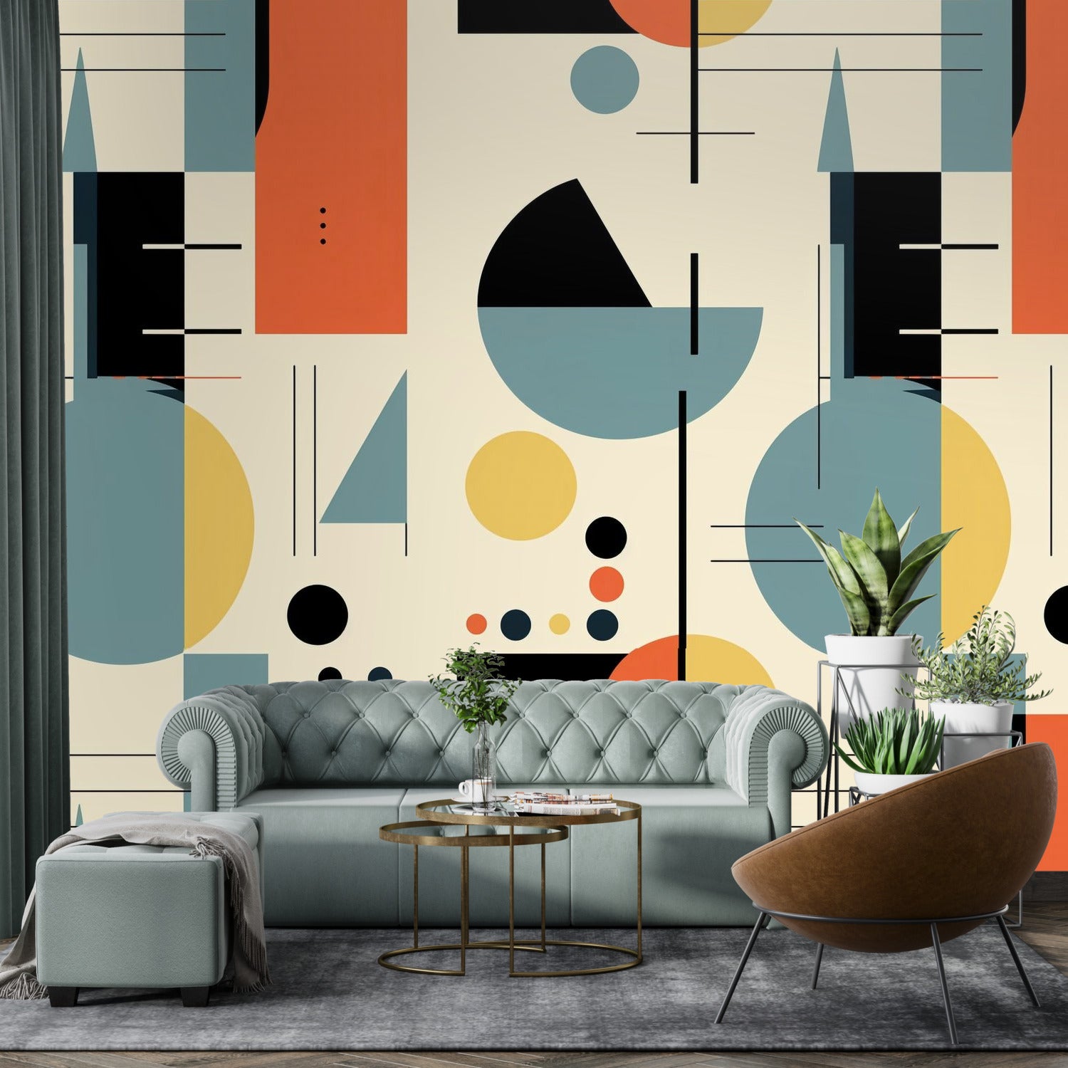 Mid Century Modern Bauhaus Geometric Designed Peel And Stick Wall Murals