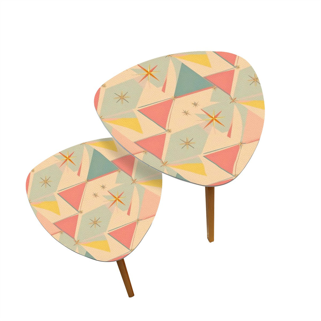 Atomic Starbursts Mid Century Modern Pink, Aqua Teal Yellow, Retro MCM Nesting Tables - Mid Century Modern Gal