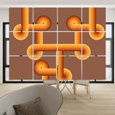 Retro Style Mod 70s Orange, Brown Mid Mod Room Divider - Mid Century Modern Gal