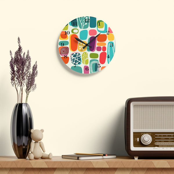 Mid Century Modern Boho Amoeba Geometric Retro Acrylic Wall Clock