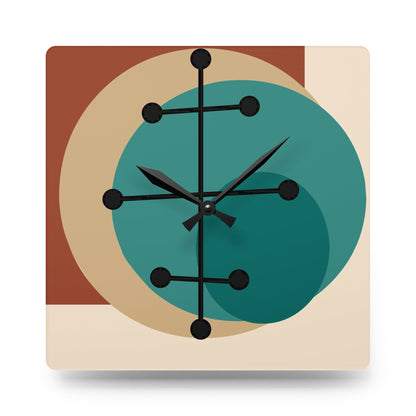 Mid Century Modern, Geometric Beige, Retro Acrylic Wall Clock Home Decor 10.75&