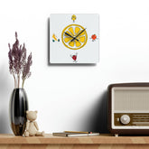 Retro Kitschy Fruit, Cute Mod Kitchen Acrylic Wall Clock Home Decor 10.75& Mid Century Modern Gal
