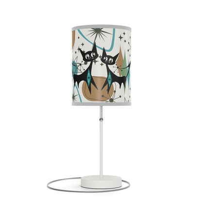 Mid Century Modern Table Lamp, Atomic Kitschy Cats, Starbursts Boomerang Themed Table Lamp - Mid Century Modern Gal