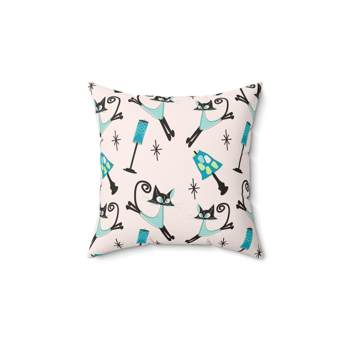 Mid Century Modern Atomic Cat Pillow And Insert - Mid Century Modern Gal