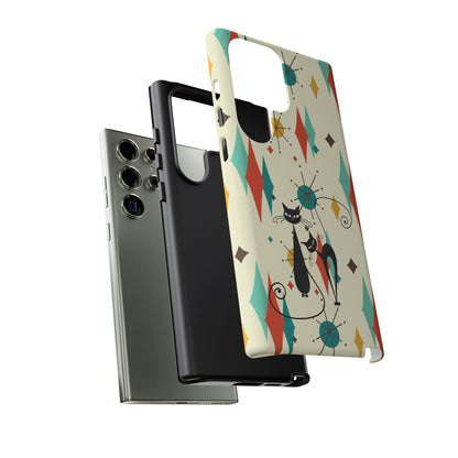 Atomic Kitty Cat, Mid Mod Franciscan Pattern, Kitsch Tough Phone Cases