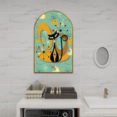 Atomic Cat Boomerang Art, Mid Century Modern Arc Wall Art - Mid Century Modern Gal