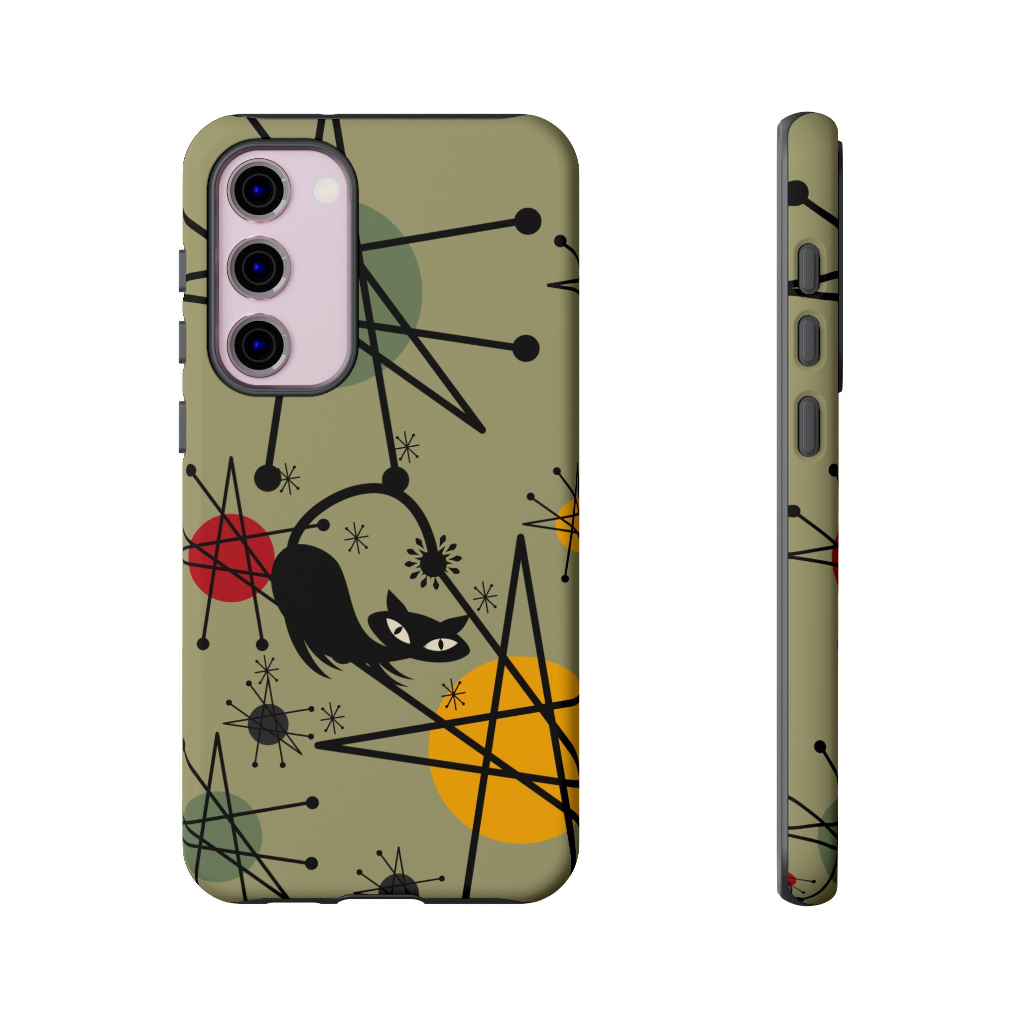 Mid Century Modern Atomic Cat, Retro Chic Groovy Mod Samsung, Smart Phone Tough Cases