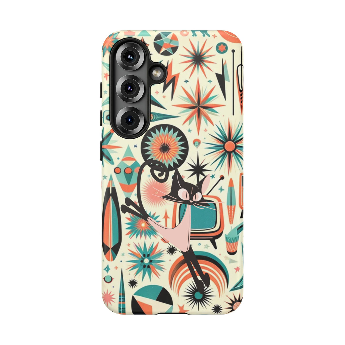 Atomic Kitty Boomerang Space Kitty Mid Century Modern Samsung, Smart Phone, Tough Cases