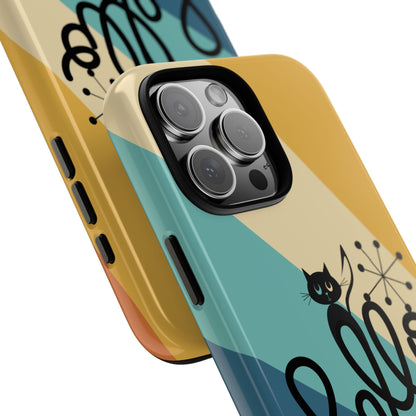 Atomic Groovy Cat, Retro, Kitschy, Hello Starburst, Mid Mod Smart Phone Tough Phone Cases