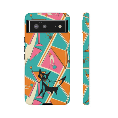 Atomic Cat Mid Mod Retro Cat Phone Case - Tough Cases for Stylish Cat Lovers