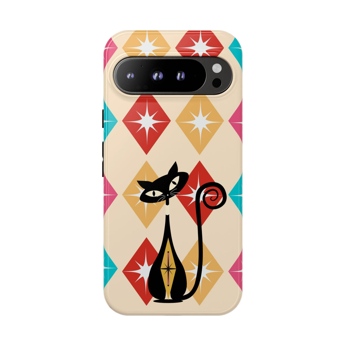 Mid Century Modern Atomic Cat, Atomic 50s Diamonds Retro Phone Tough Cases