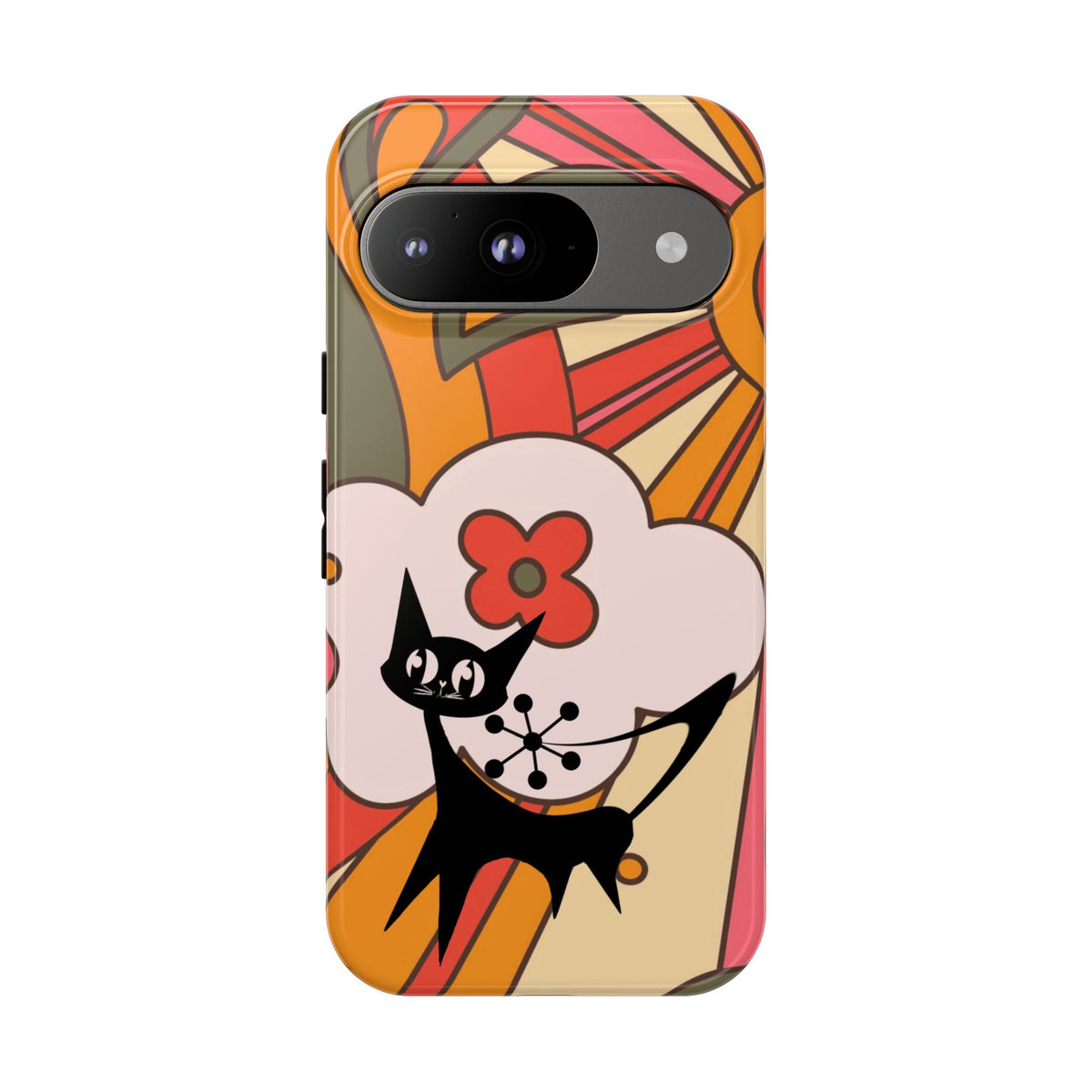 Atomic Cat, Retro Sunburst, Groovy Mod Smart Phone Tough Phone Cases