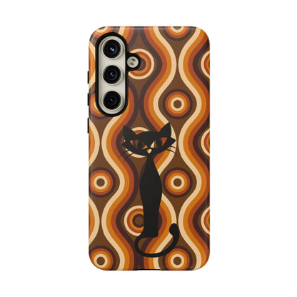 Retro Phone Case, Groovy Brown, Atomic Kitsch Cat Tough Smart Phone Cases