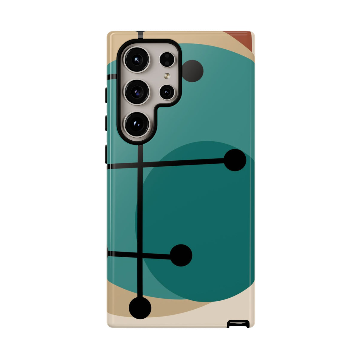 Mid Century Mod, Geometric, Retro Beige Teal Blue, Smart Phones Tough Phone Cases