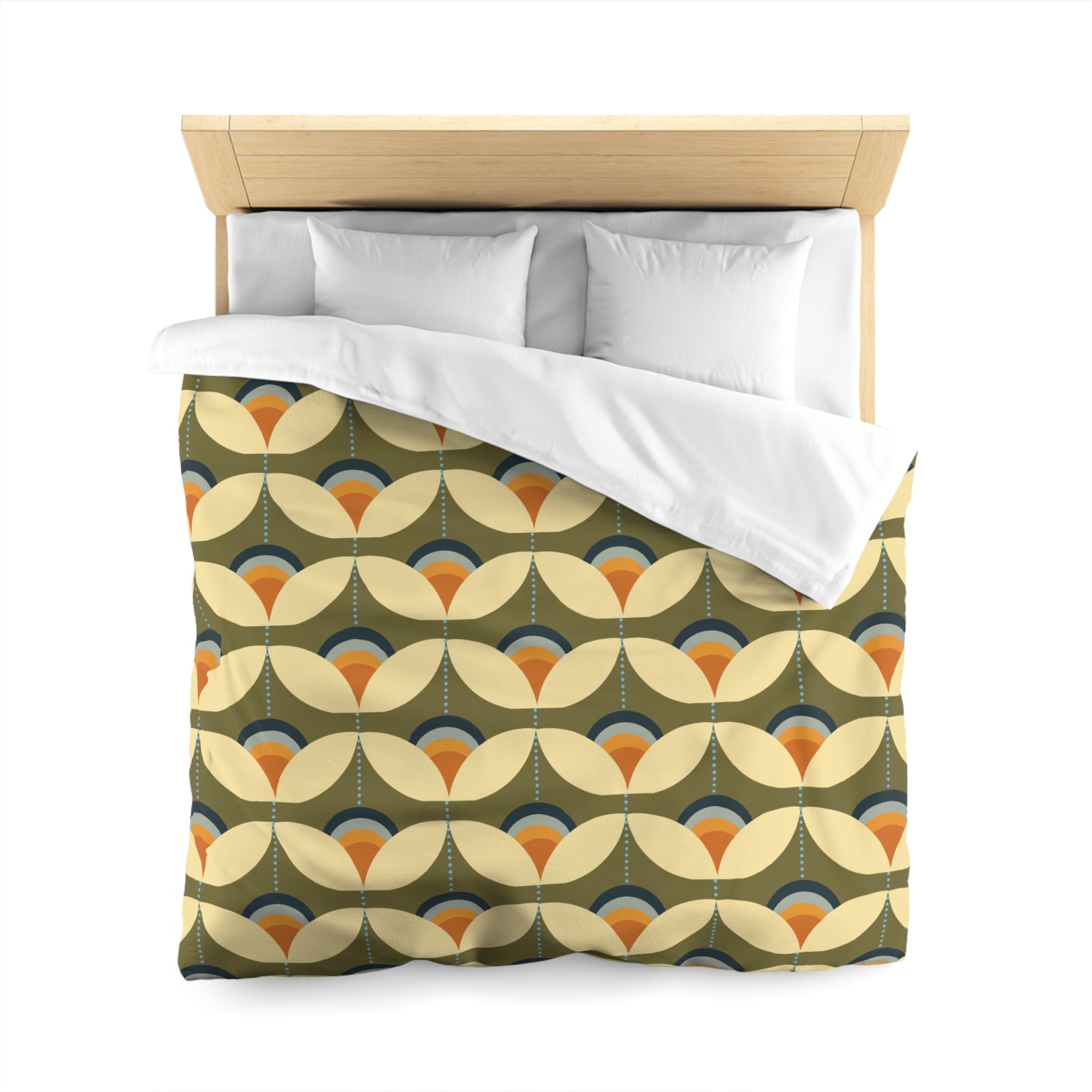 Scandinavian Modern Danish, Green, Beige Orange, Blue, Mid Century Modern Designed Duvet Cover