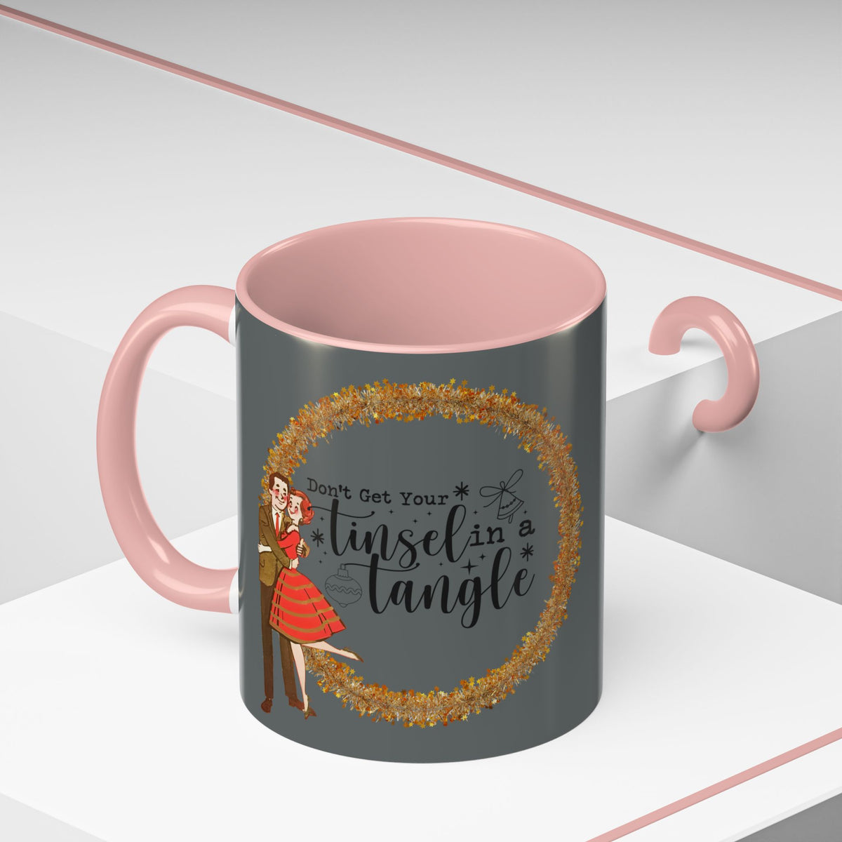 Don't Get Your Tinsel In A Tangle,  Vintage 50s Kitschy Christmas Holiday Co-Worker, Secret Santa Mug Gift - Mid Century Modern Gal