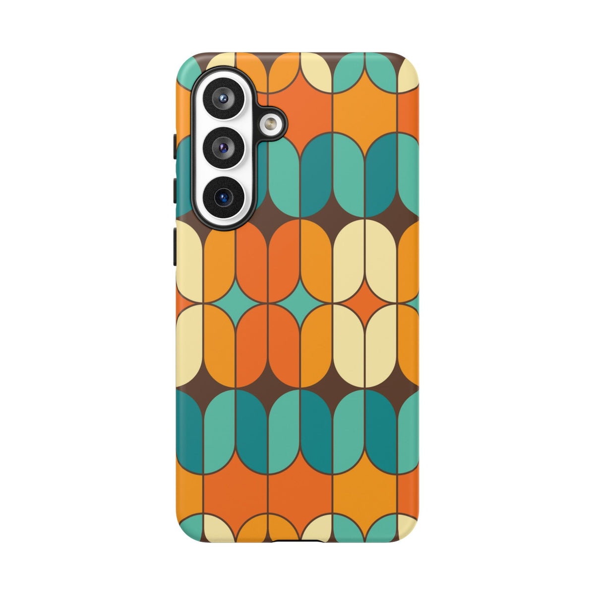 Mid Century Modern Orange, Teal Geometric Mod Designed Tough Phone Case