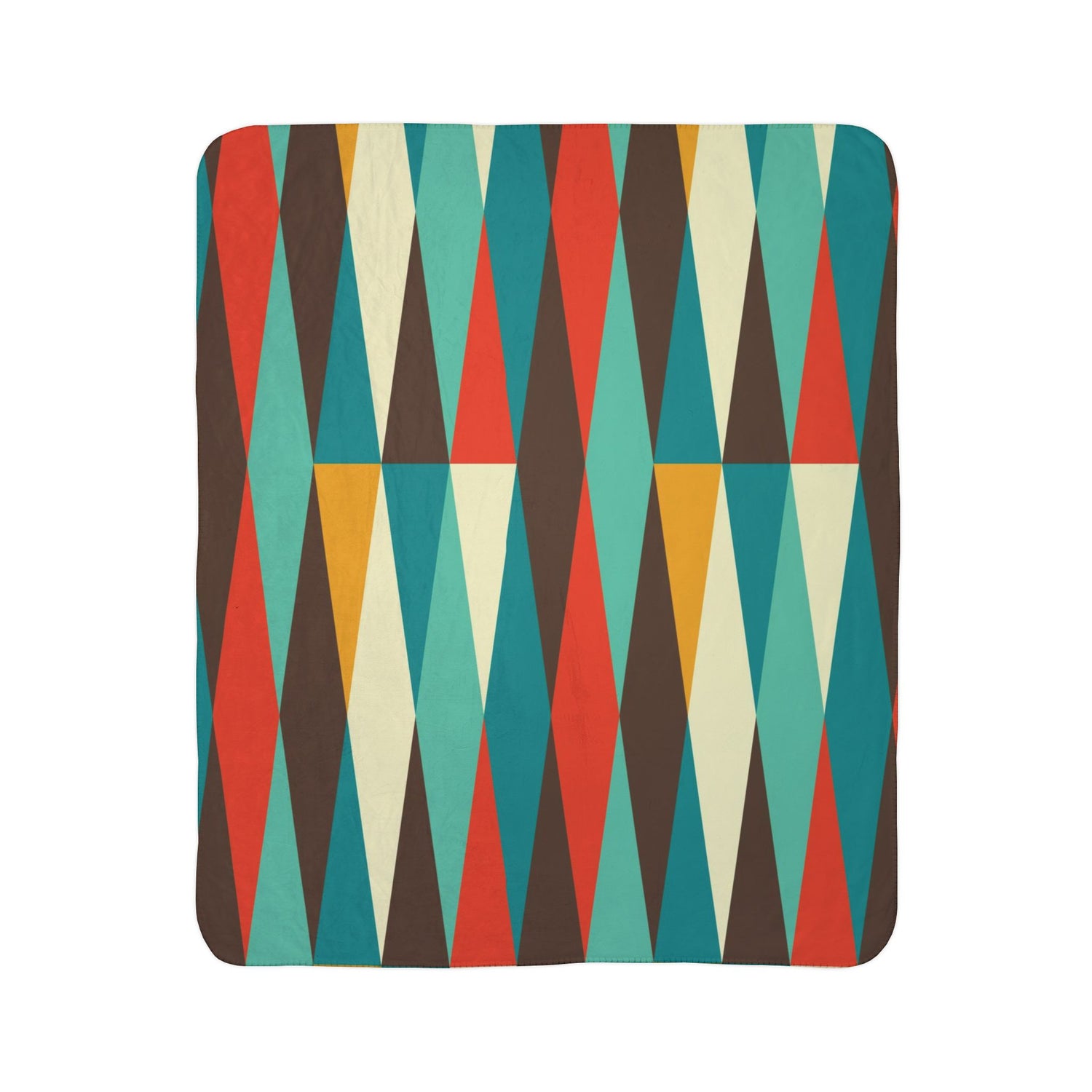 Mid Century Modern, Geometric, Retro, Mod, Teal Blue, Mustard Yellow, Chocolate Brown, Burnt Orange, Sherpa Blanket - Mid Century Modern Gal