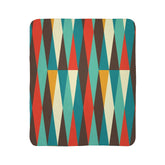 Mid Century Modern, Geometric, Retro, Mod, Teal Blue, Mustard Yellow, Chocolate Brown, Burnt Orange, Sherpa Blanket - Mid Century Modern Gal