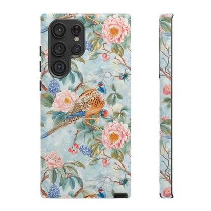 Chinoiserie Designed Floral Pheasant Phone Case with Bird Design