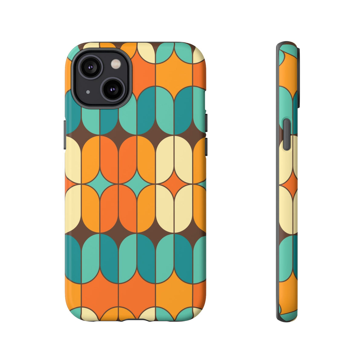 Mid Century Modern Orange, Teal Geometric Mod Designed Tough Phone Case