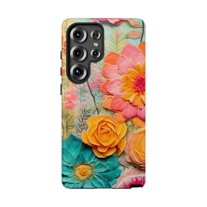 Boho Retro Floral Faux Pressed Flowers Smart Phone Tough Phone Cases